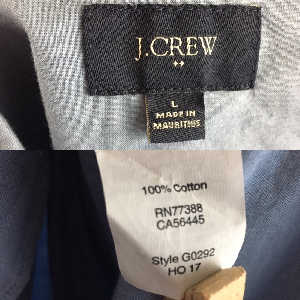 J Crew Large Button Down Blue Airplane Pilot Plane - image 8